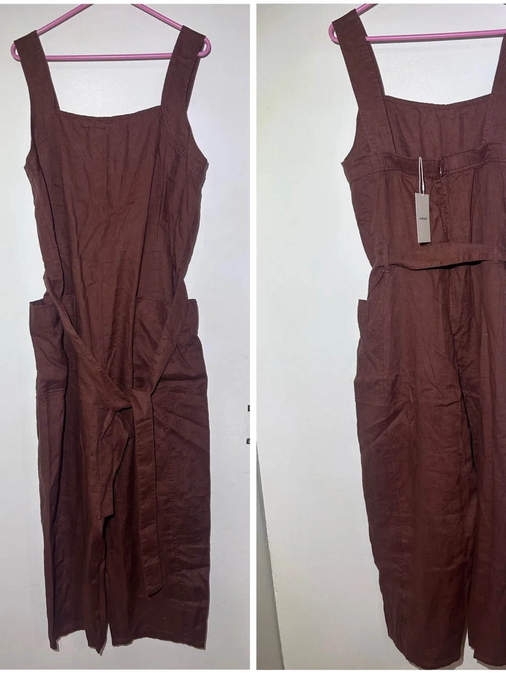 Everlane The Utility Coverall 100% Linen Sleeveless Jumpsuit Size 14 (XL) NEW!